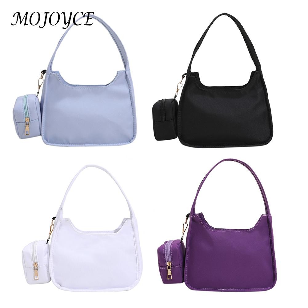 Women Nylon Handbag Solid Color Simple Casual Tote Clutch Bags with Small Purse for Women Fashionable Decoration