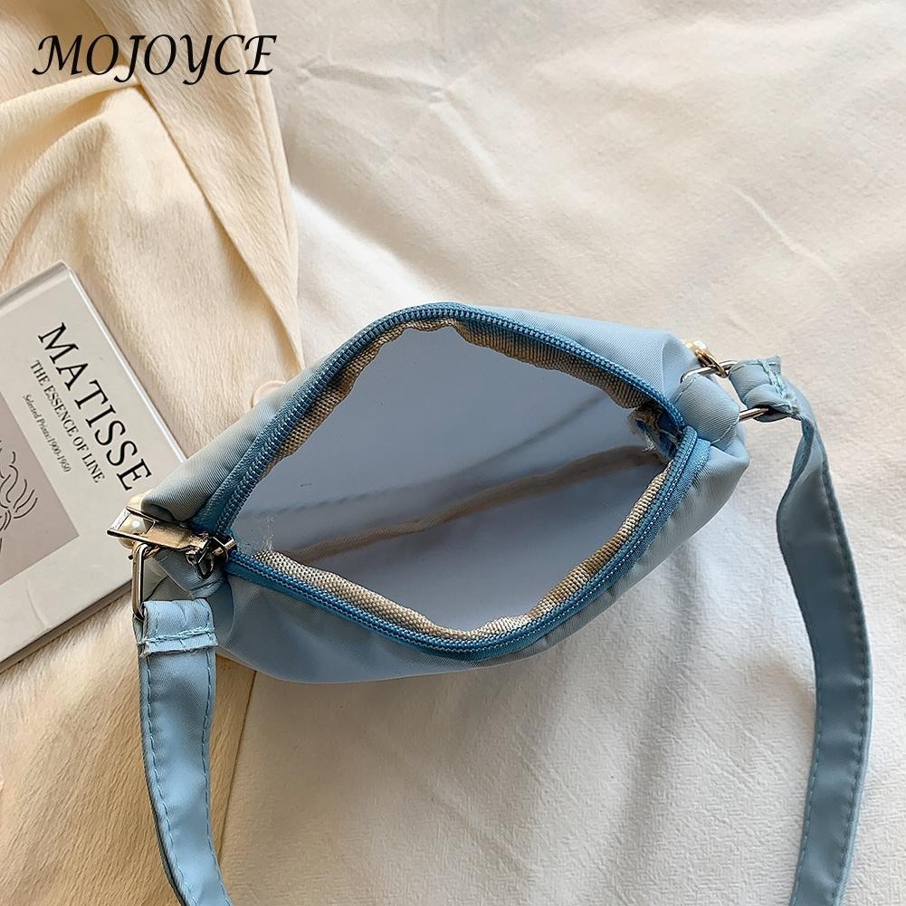 Women Nylon Underarm Shoulder Bags Solid Color Pearl Small Bags Clutch Fashion Simple Design Shoulder Bag Underarm Bags For Women