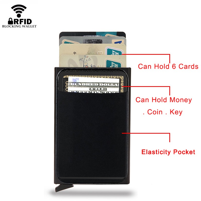 2022 RFID Smart Wallet Metal Card Holder Thin Slim Men Women Wallets Pop Up Small Size Small Wallet Black Metal Wallet Vallet