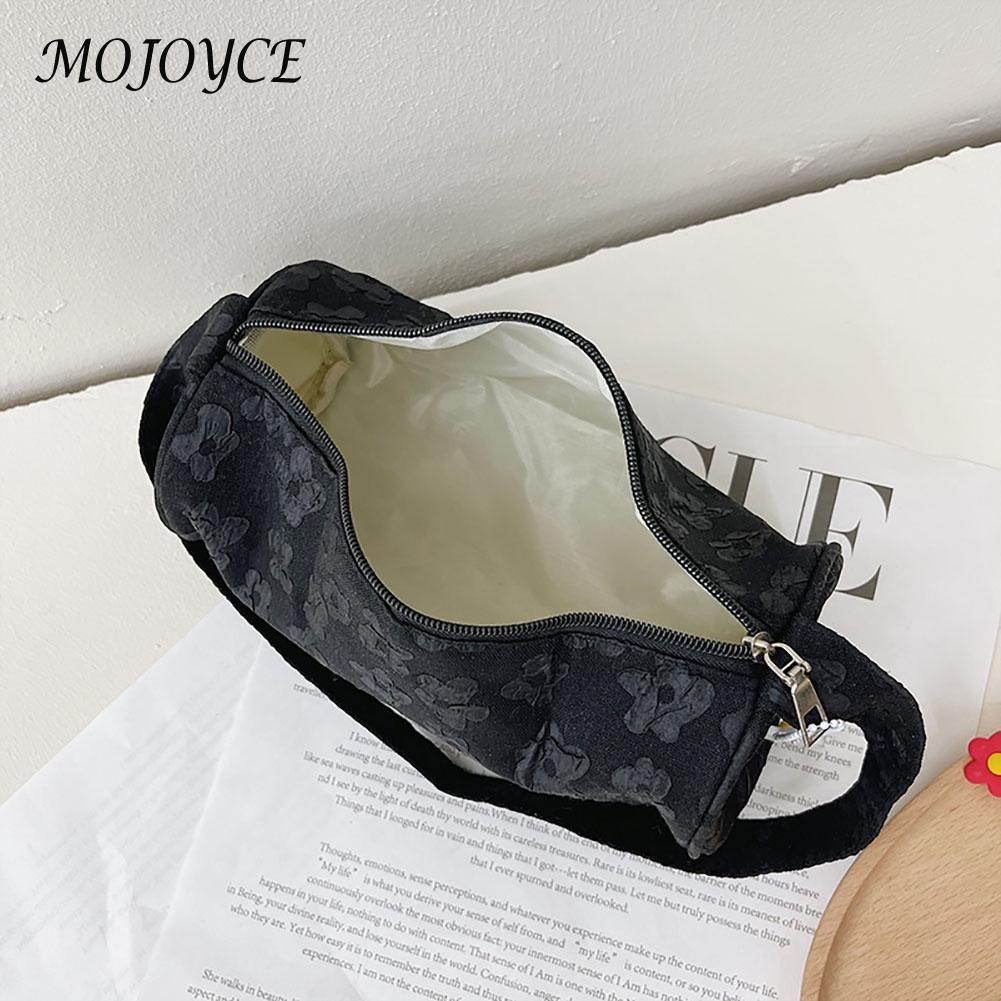 Women Canvas Flower Pattern Underarm Bag Zipper Round Shape Crossbody Bag Women Small Handbag Summer Trend New New Shoulder Bag