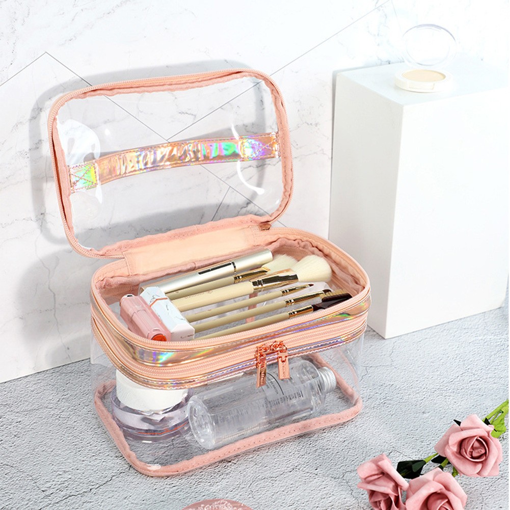 2022 Ladies Transparent Waterproof Cosmetic Bag Female Wash Toilet Bag Organizer Large Capacity PVC Travel Makeup Storage Bag