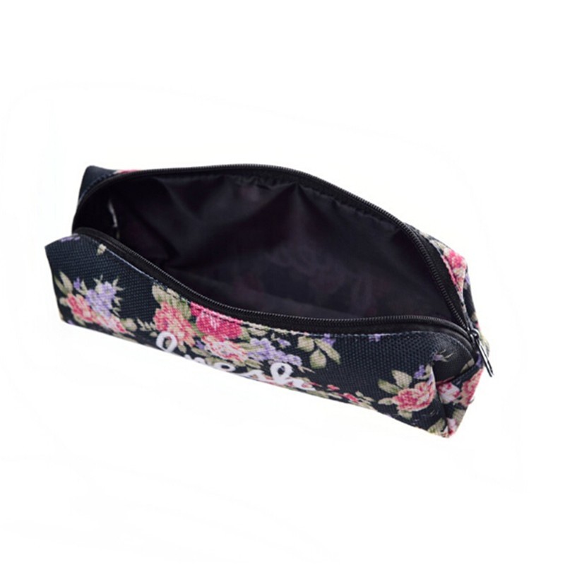 Women Retro Flower Print Cosmetic Bag Makeup Bag Kids School Pencil Bag Small Shower Pouch Organizer Bag