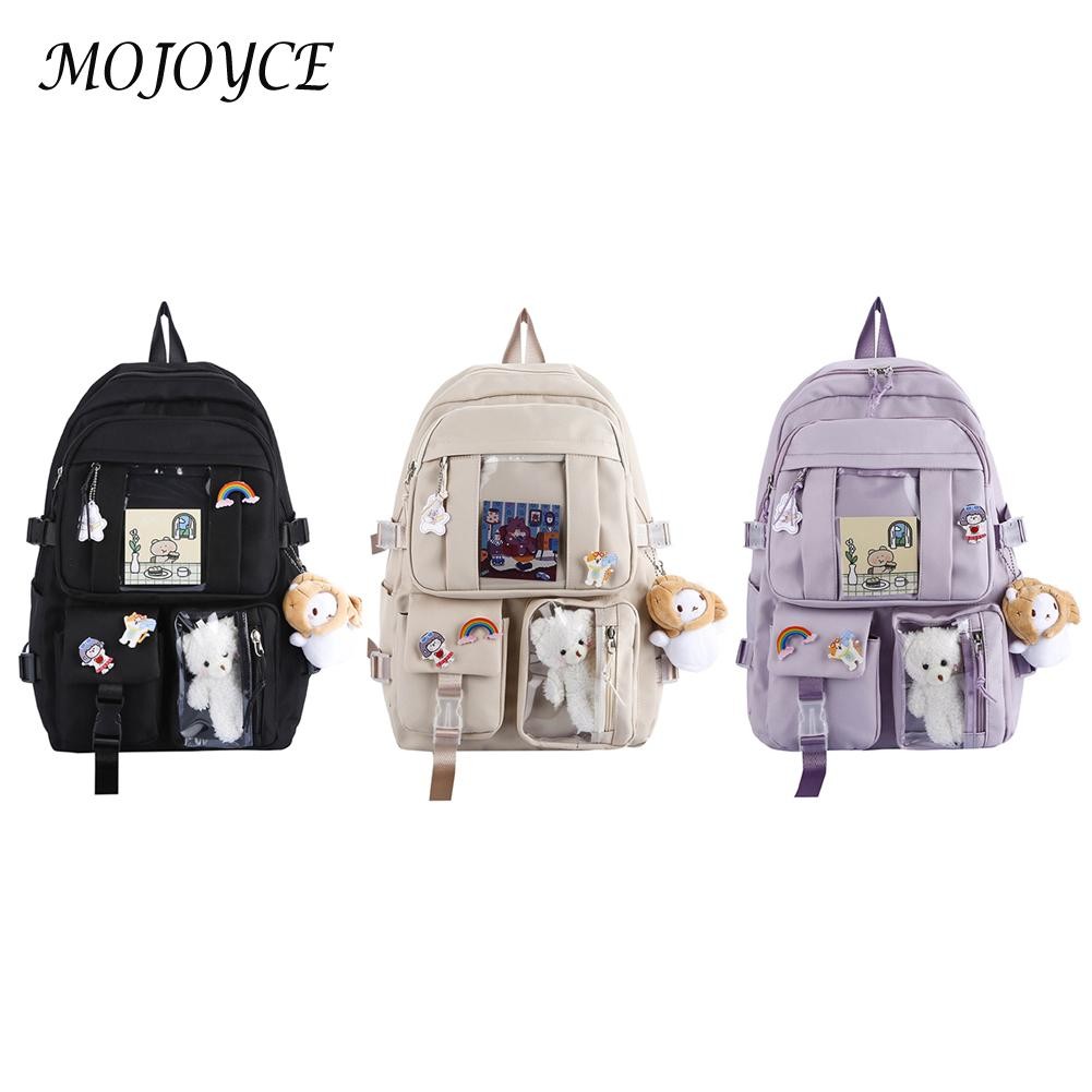 Student Nylon Multi-Pocket Backpacks Lightweight Large Capacity Zipper School Bag For Women Shopping Travel
