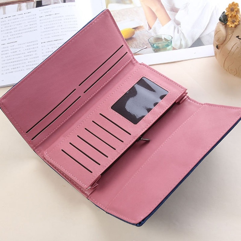 Women's PU Leather Long Clutch Matte Wallet Fashion Lady Multi-pocket Phone Card Holder Wallet Female Casual Solid Handbag Wallet