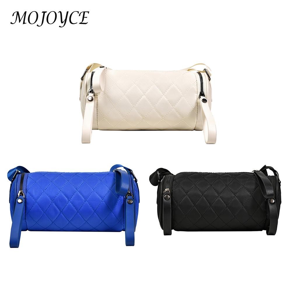 Diamond Lattice Leather Cylinder Pillow Bag Fashion Women Shoulder Bag Female Casual Chain Designer Handbags