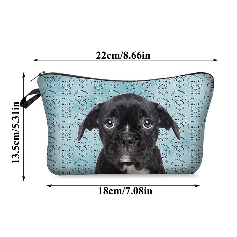 3D Pug Dog Printed Cosmetic Bags Dogs Cute Pattern for Makeup Bag Organizer Necessities Women Travel Woman Small Handbag