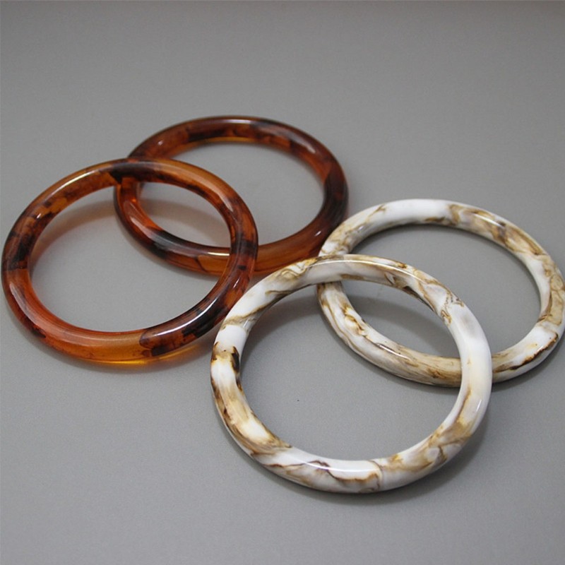 2pcs Fashion Resin Round Ring Purse Handle For Bag Making Handle Replacement DIY Crafts Women Girls Bags Parts Accessory
