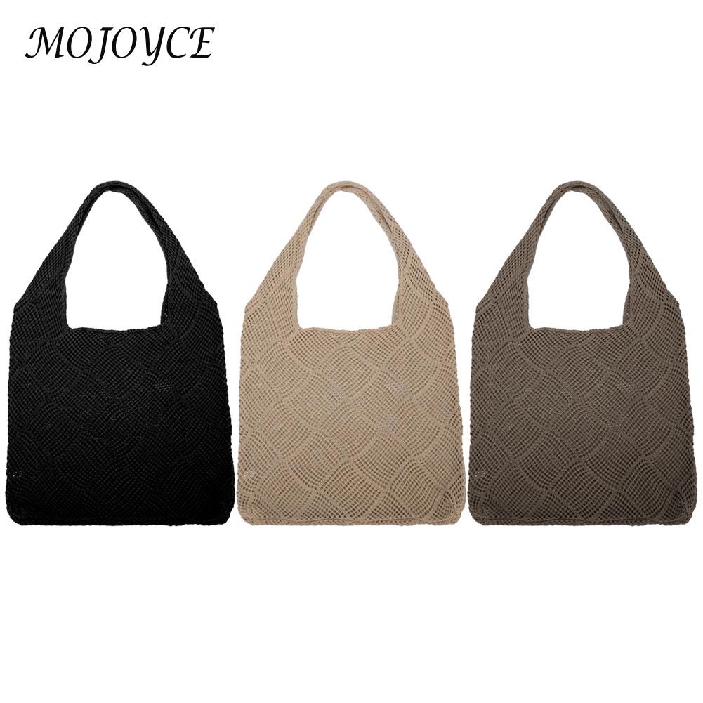 Women Autumn Winter Bag Hollow Knitted Shoulder Bag Woven Sweater Large Capacity Ladies Shopping Bag Gift