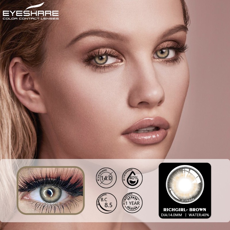 Ishihair Natural Colored Eyes Lenses 2pcs Blue Eye Color Contact Lenses Beauty Contact Lenses Eye Yearly Cosmetic Colored Lenses