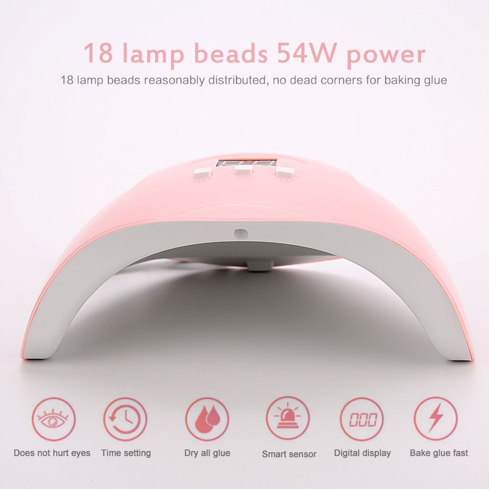 54W 18 Led Lights Nail Dryer UV Curing Lamp Nail Polish Gel Ice Povision Varnish Lamp Auto Sensor Nail Art Manicure Tool