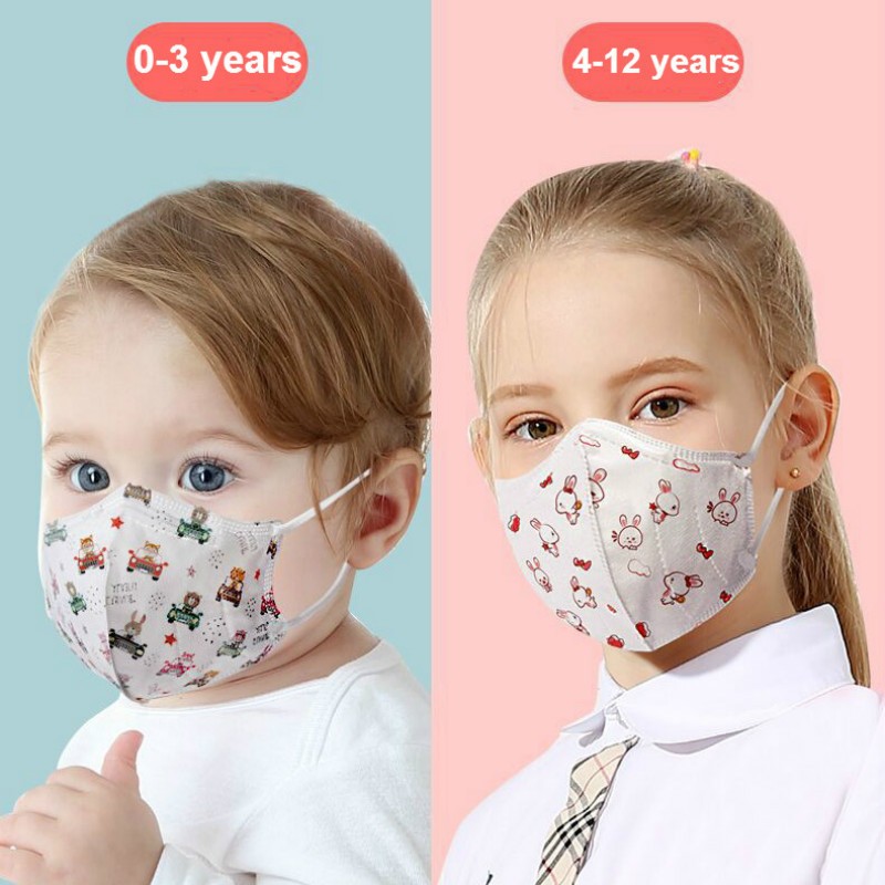 0-12 Years Old Children 3D Disposable Face Mask Protective Mascarillas Baby 4ply Respirator Anti-Dust Masks Cartoon Individual Package