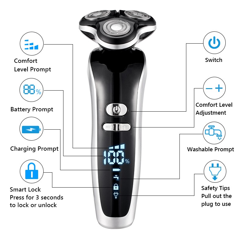 New Electric Shaver for Men 4D Electric Beard Trimmer USB Rechargeable Professional Hair Trimmer Hair Clipper Razor Adult for Men