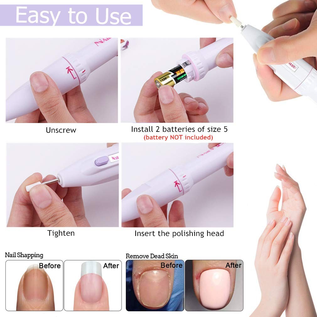 Electric Nail Drill Kit Portable Manicure Pedicure Nail File 5In1 Toenail Grinder Kit Toe Nail Polish Grinding Shape Tool