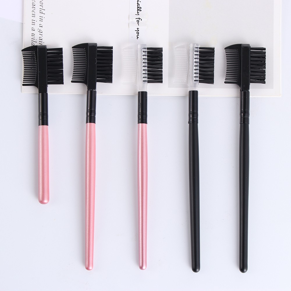 2 in1 Dual Purpose Eyelash Comb Pink Black Eyelash Eyebrow Brush Comb Professional Eye Makeup Tool Eyelash Extension Tool