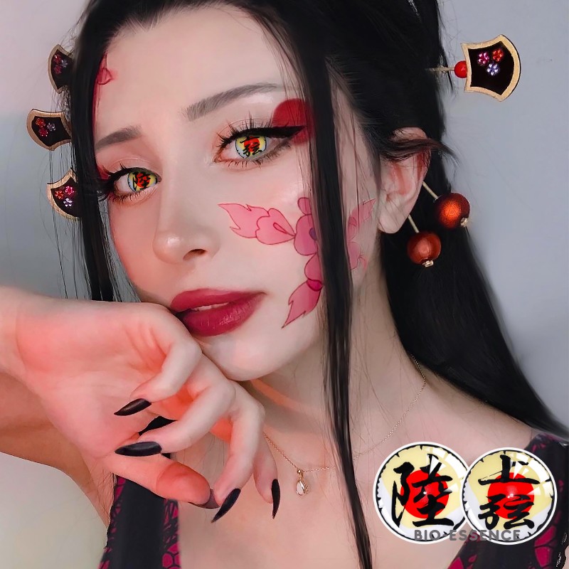 Bio-essence 1 Pair Cosplay Color Contact Lenses Nezuko Cosplay Anime Eye Contacts Pink Lenses Demon Slayer Cosplay Lenses