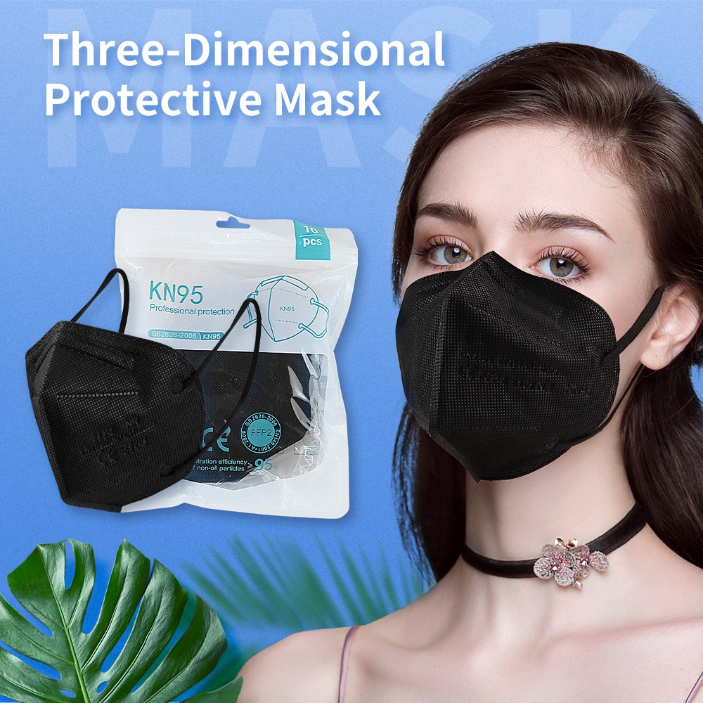 20-200pcs Black KN95 Mask FPP2 Approved Mask 5 Layers Reusable Mask Security Protection KN95 Mascara Protective Face Masks