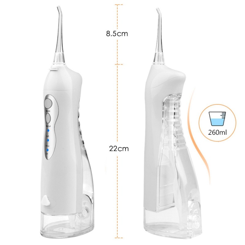 Portable Oral Irrigator USB Rechargeable Water Floss Lrrigator 260ml Dental Dental Dental Lrrigator Dental Water Jet + 5 Nozzle