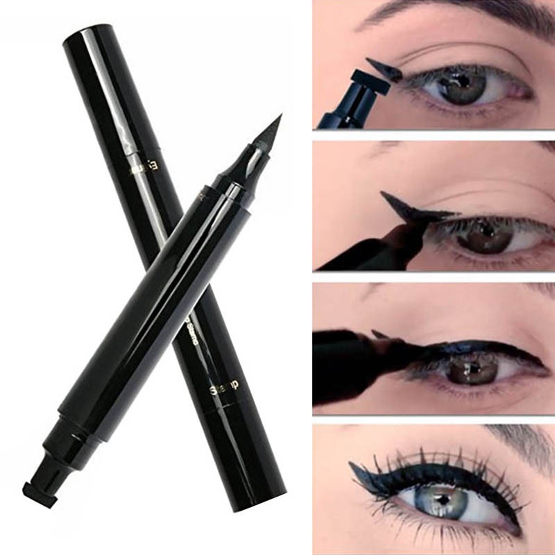 Eyes Makeup Black Double-ended Eye Liner Liquid Pencil Quick Dry Waterproof Black Makeup Stamp Wing Eyeliner Pencil TSLM1