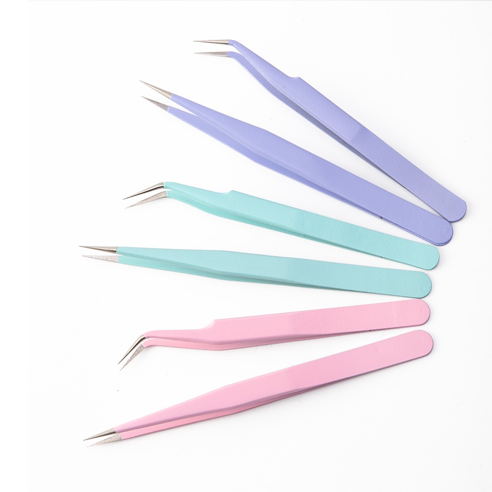 Colorful Anti-static Tweezers For Eyelash Extension Eyebrow Stainless Steel Beauty Set Precision Tweezers Beauty Kit Repair Tools