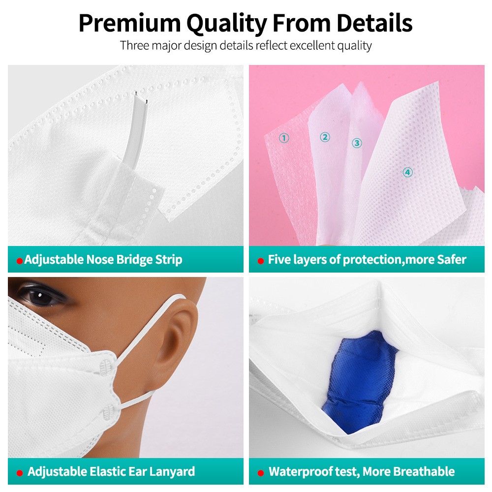 Morandi Kn95 Fish Mask 10-200pcs FP2 Approved Sanitary Dust & Sanitary Safety 4 Strips Adult Mask kf94mascarillas FPP2