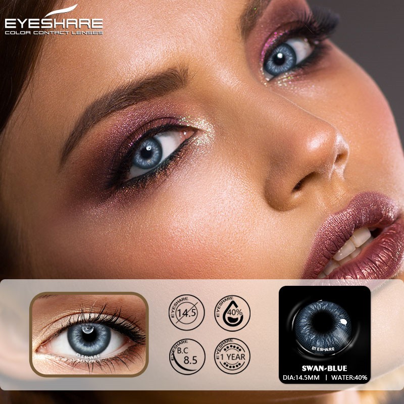 Ishihair Natural Colored Lenses For Eyes 2pcs Annual Blue Eyes Colored Lenses Beautiful Makeup Contact Lenses