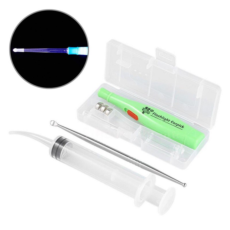 LED Earwax Removal Tool Kit Stainless Steel Earpick Tonsil Stone Extractor CJ