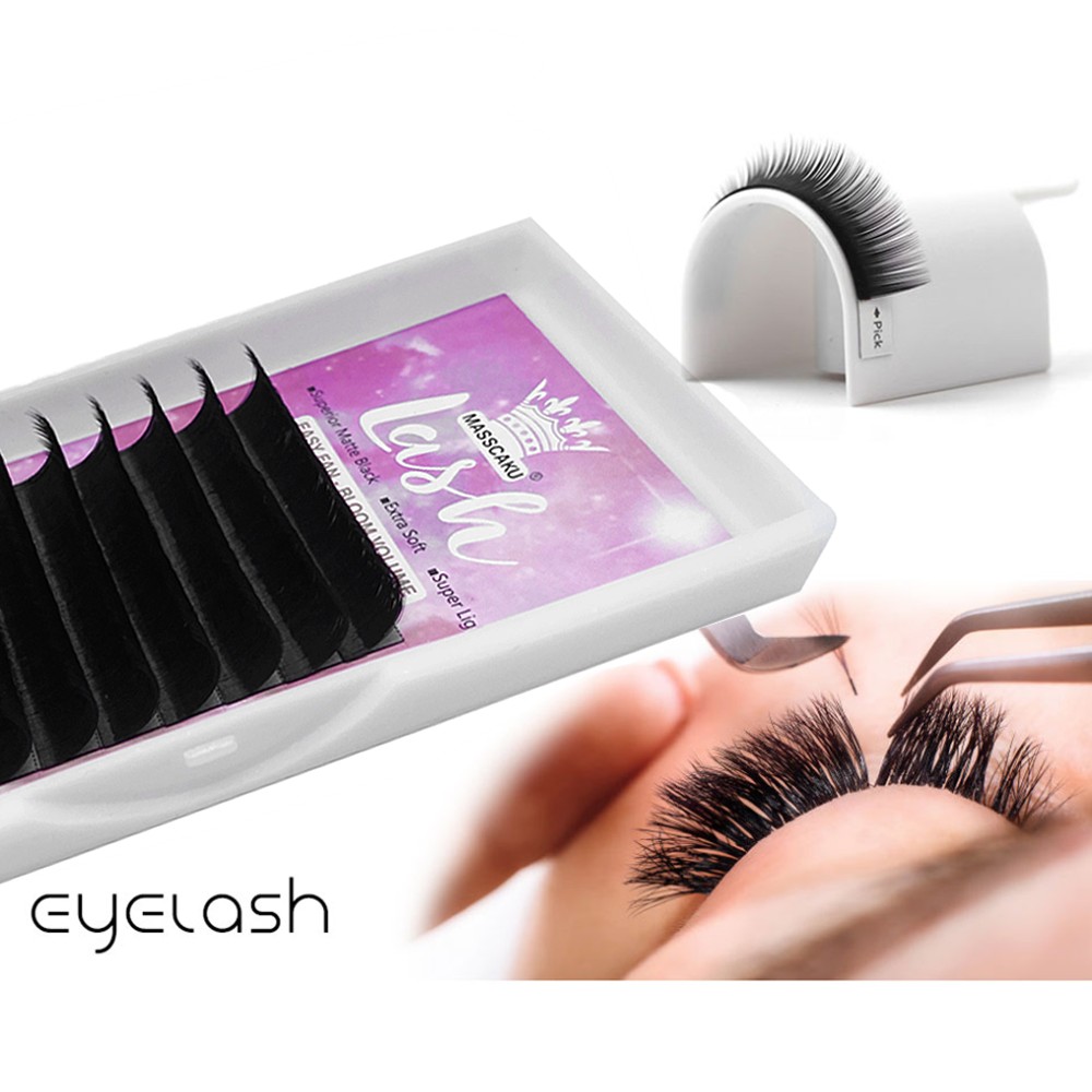 MASSCAKU Make Up Super Long Easy Fanning False Eyelash Extension 8-20mm Fast Blooming 2d-20d Fanning Lashes for Building