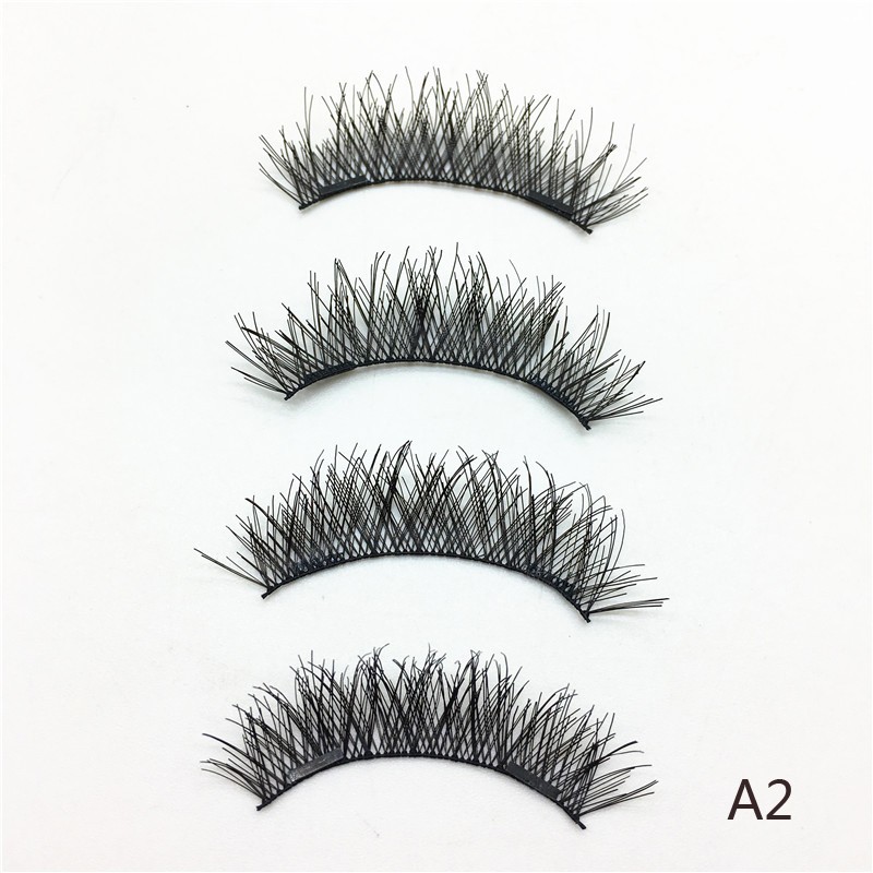 4pcs Natural False Eyelashes 3D Magnetic Eyelashes Reusable Mink Eyelashes Eyeliner Double Magnet Full Strip Magnetic Soft Lashes