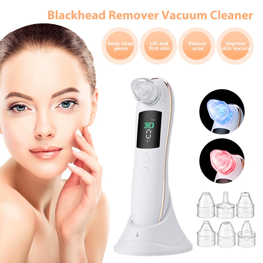 Electric Red and Blue Light Blackhead Remover Blackhead Pore Cleaner Acne Removal Deep Cleaning Skin Care