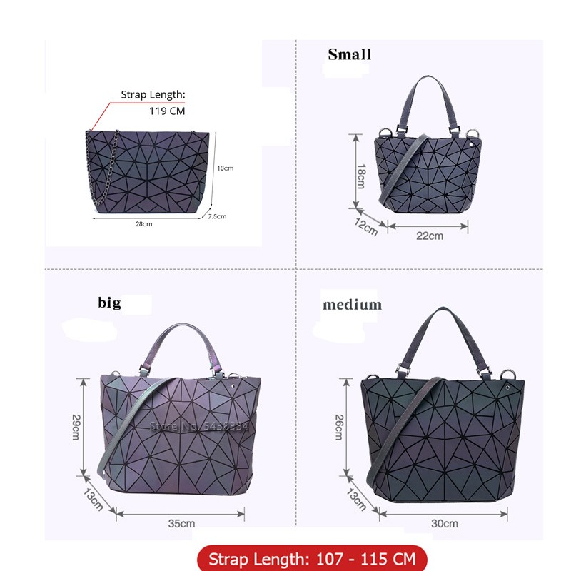 Women Bags Luxury Geometric Shoulder Bag Set Folding Tote Crossbody Bag Female Handbag For Ladies Luminous Bao Geometric Bag