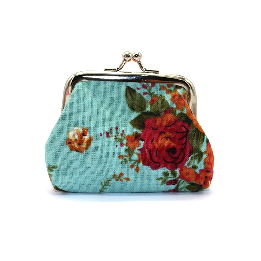 Fashion Vintage Floral Buckle Women Wallet Elegant Lady Retro Clutch Hasp Mini Cotton Bag Coin Purse Headphone Bag Coin Bag