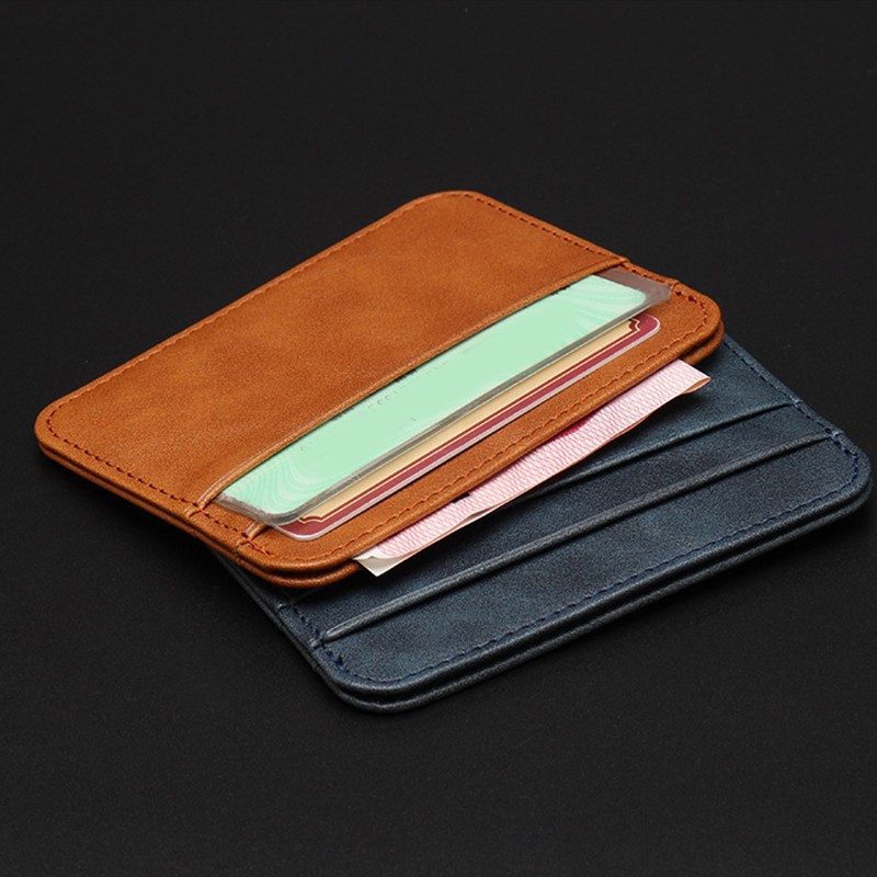 New Thin Mini PU Leather Wallet Slim Bank Credit Card Holder 5 Slots Business Mini ID For Men Women Coin Purse Card Holder