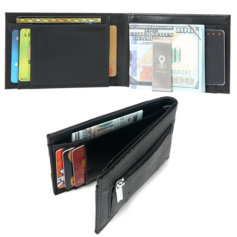 Smart Bluetooth Wallet Money Clip RFID Blocking Genuine Leather Women and Men Wallet Card Holder Small Thin Wallet