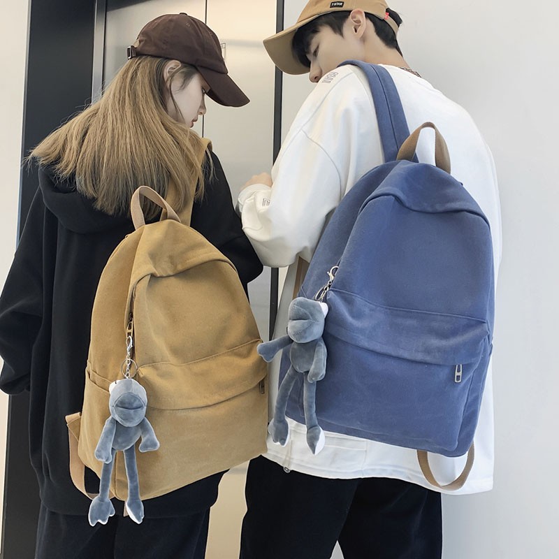 Fashion Canvas Women School Bags School Bags For Teenage Girls High Quality Solid Color Backpack Women Travel Book Bag