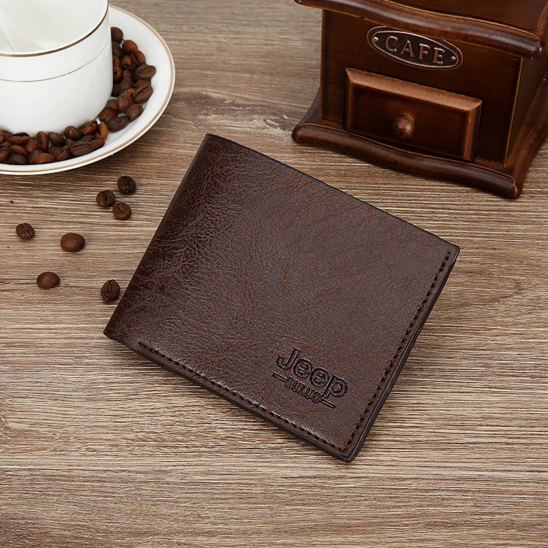 Men Wallet Solid Color Retro Wallet OL Short Clutch Bag PU Leather Business Card Holder Coin Purse Money Clip With Letter Pocket