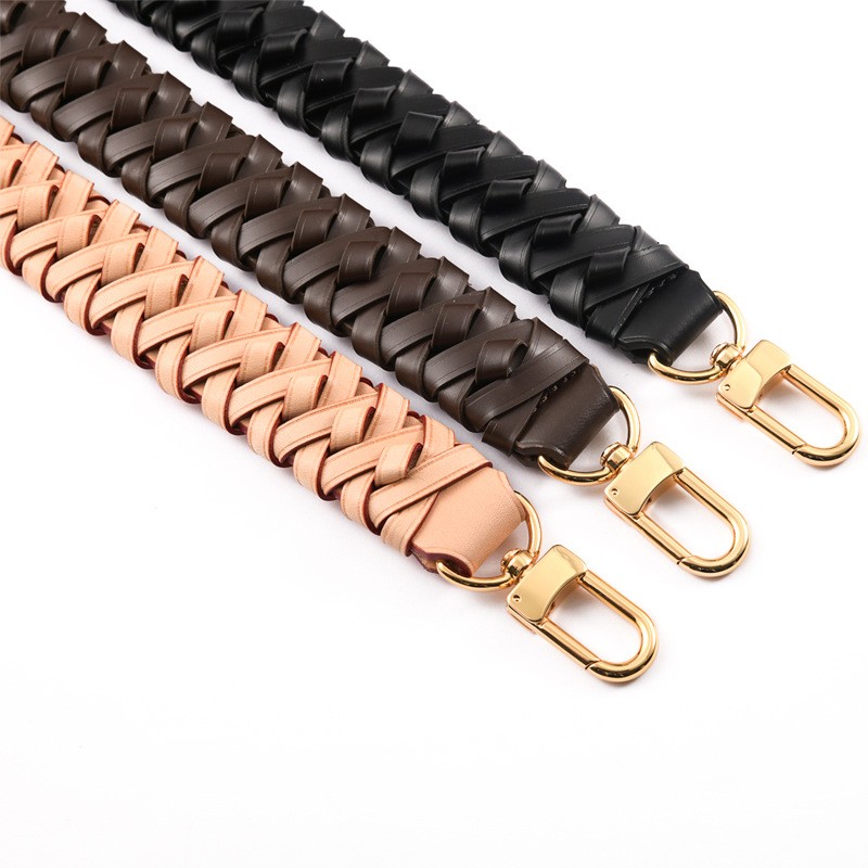 Woven carry handle genuine leather designer short strap for handbag purse belt bag parts accessories