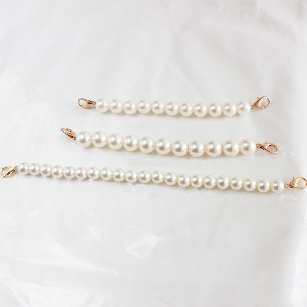 Pearl Bag Strap Handbag Accessories Purse Strap Handles Cute Bead Chain Tote Women Parts Silver/Gold/Black Clasp