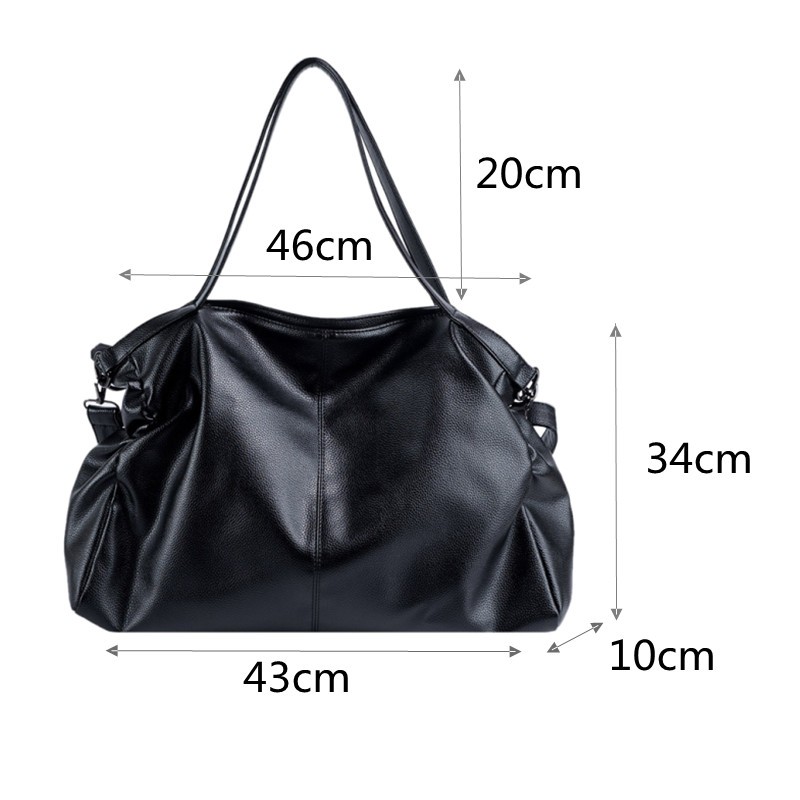 Black Large Shoulder Bags for Women Large Hobo Shopper Bag Solid Color Soft Quality Leather Crossbody Handbag Lady Travel Shopping Bag Bag