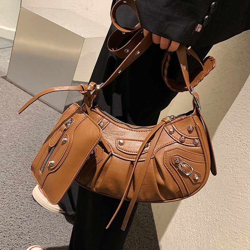 Fashion Brand Women's Bag Luxury Designer Handbags For Women Rivet Soft Vintage PU Leather Female Crossbody Shoulder Woman Bags