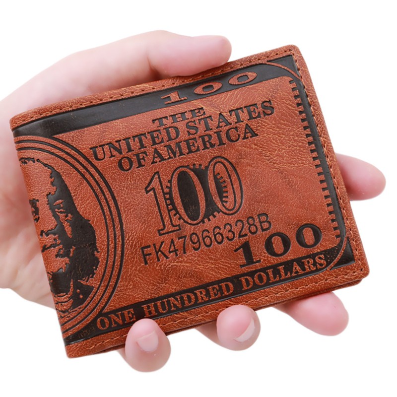 Men Wallet US Dollar Bill Style Foldable PU Leather Wallet Black Brown Wallet Men Short Card Holder Student Small Wallet