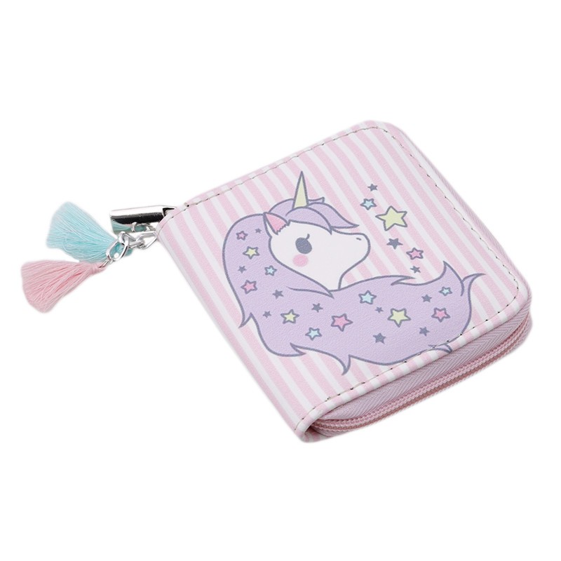 New Cartoon Unicorn Women's Wallet Coin Purse Students Kids Small Zip Zero Purse Card Holder Wallet Women Fashion Ladies