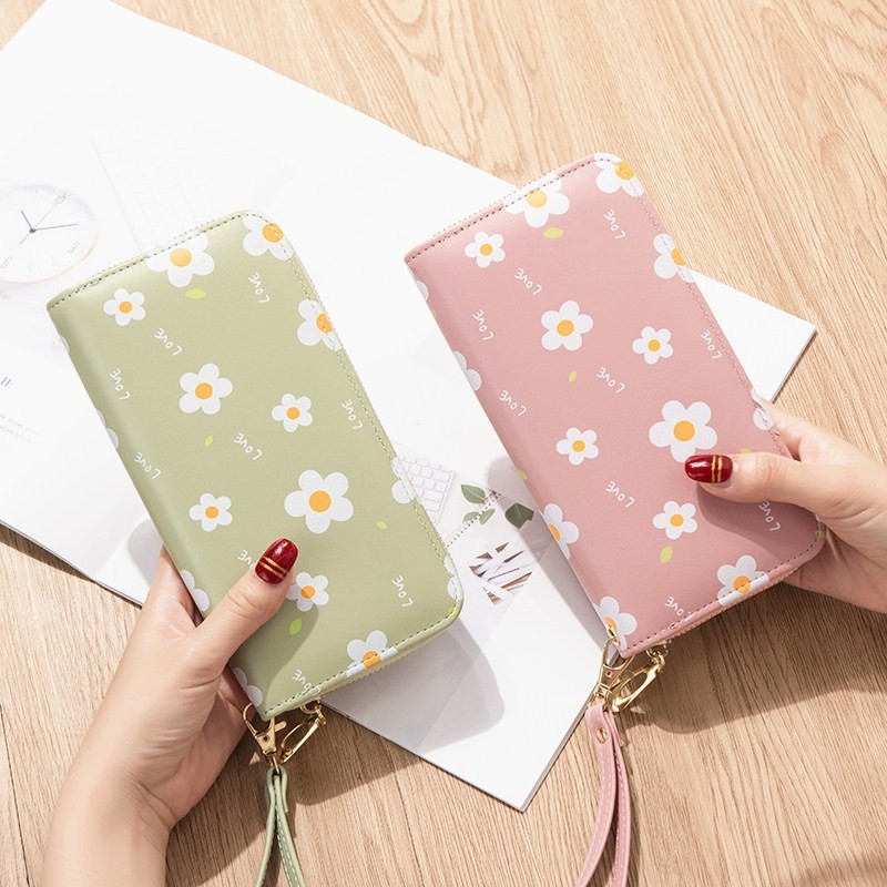 Women Lady Wallets Flower Long Zipper Coin Purse Cards Holder Woman Bags Purse Purse Purse Clutch Money Wristlet