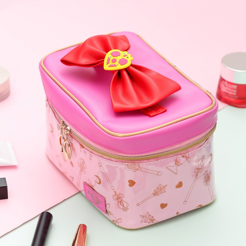 Japanese sailor moon make up bag leather cosmetic storage bag cute cartoon large capacity cosmetic bag