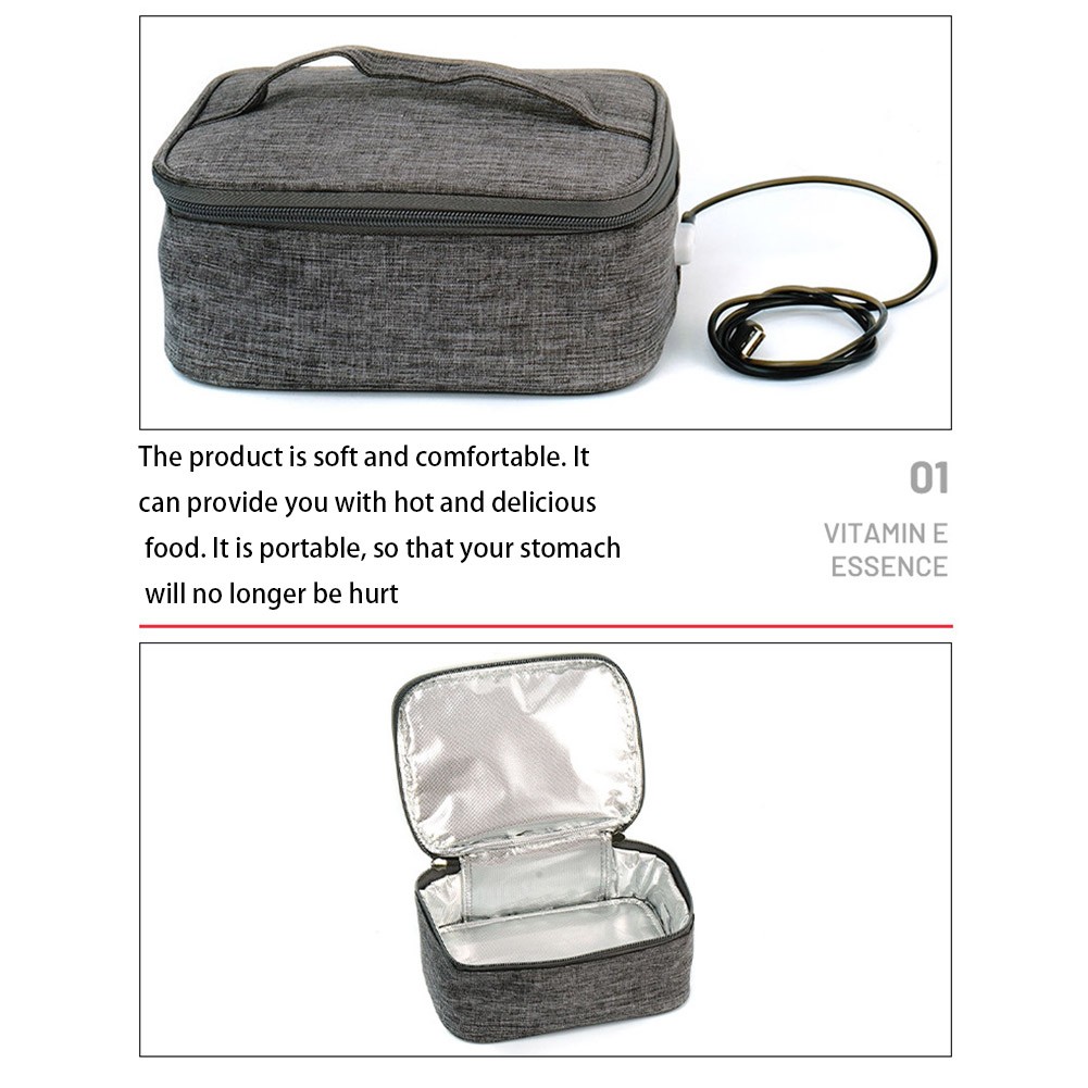 USB Heating Lunch Box Insulation Bag Outdoor Picnic Desk Electric Heated Food Storage Portable Lunch Bag Camping Bag