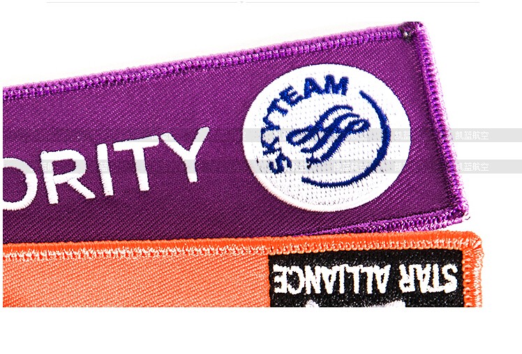 Priority Luggage Embroidery Travel Luggage Tag Boxes Red Orange Purple Star Alliance One World Skyteam Key Chain Keyring