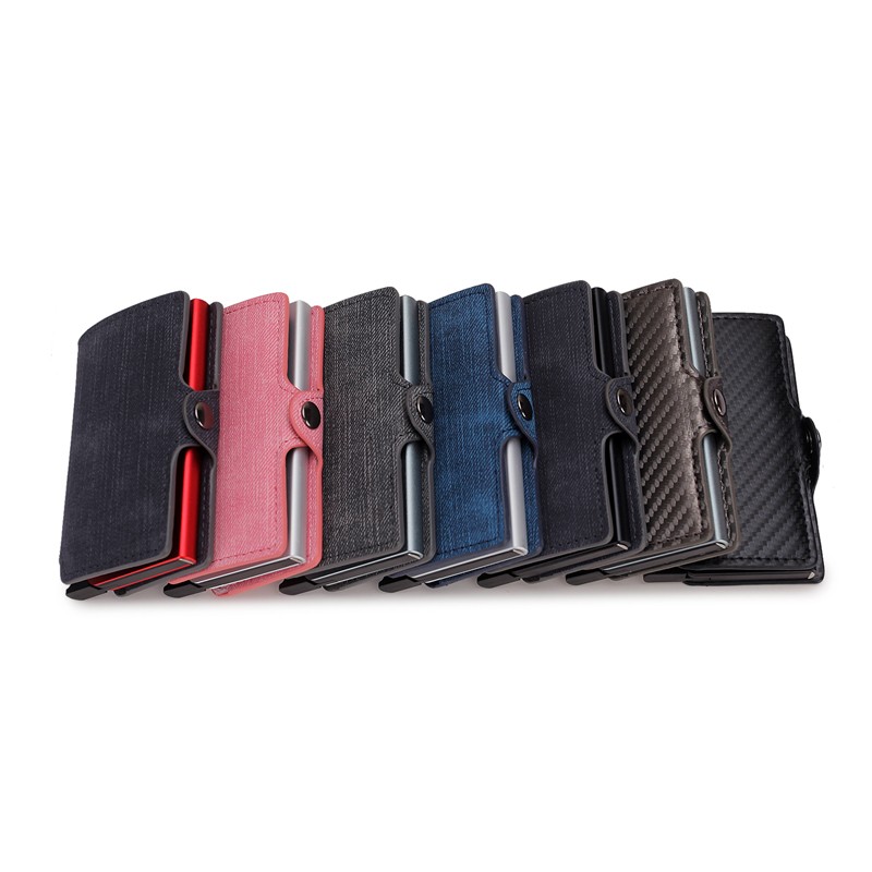 DIENQI - Carbon Fiber Leather Anti RFID Wallet For Men Women Slim Mini Wallet Card Holder