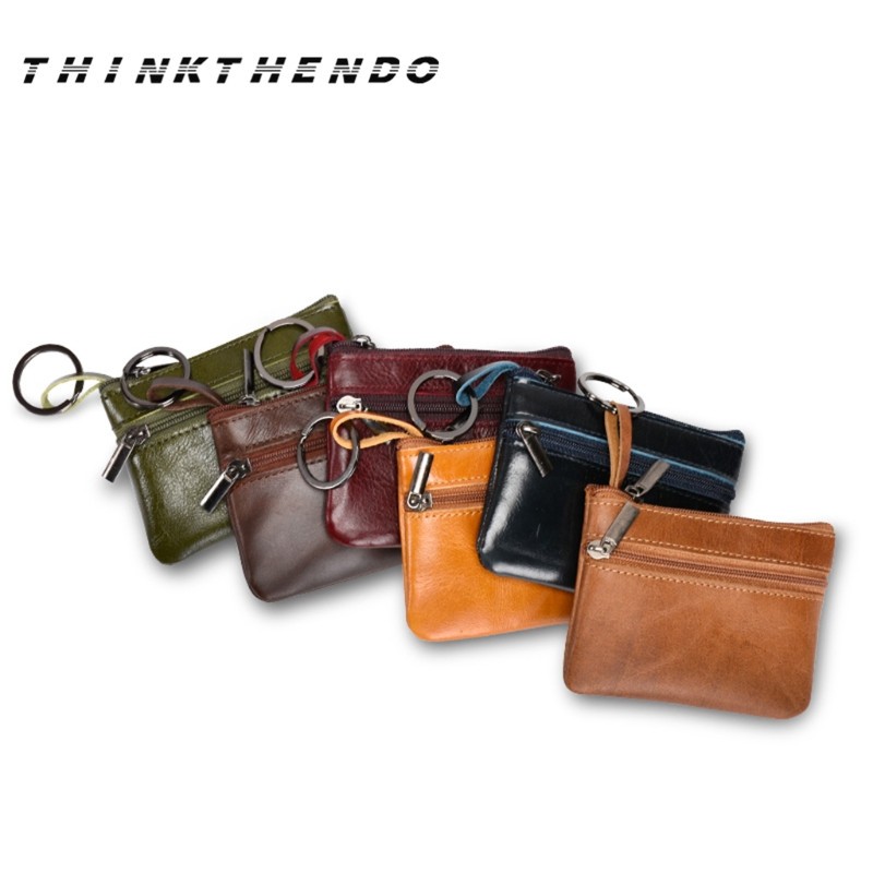 Small Double Zipper Wallet For Men Women Kids Multifunction Mini Wallet With Keyring Credit Cards