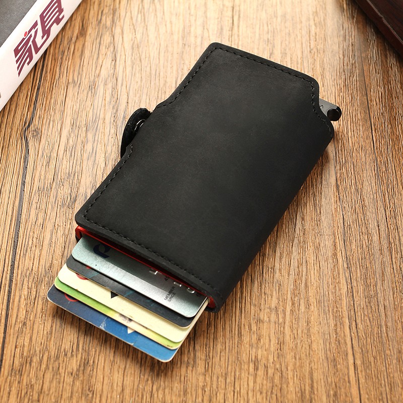 DIENQI Customize Anti RFID Credit Card Holder Men Metal Smart Slim Wallet Bank Credit Card Holder With Name Dropshipping