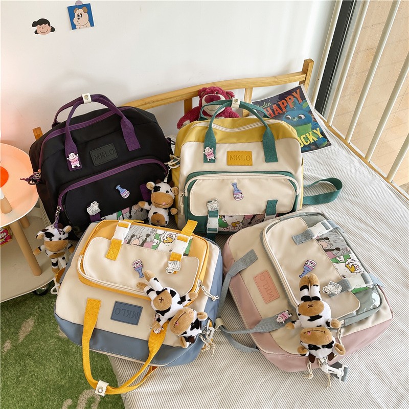 Mini Canvas Backpack Teenage Girls School Backpack For Female Student Women Patchwork Kawaii Small Backpack Mochila