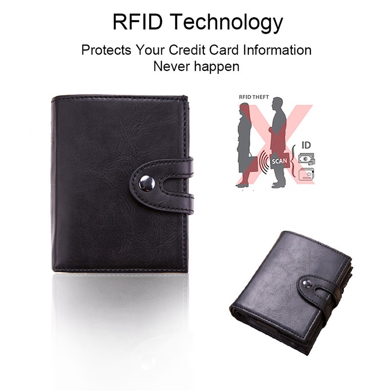 DIENQI - Large Credit Card Holder, Carbon Fiber Card Holder, Anti-magnetic, with RFID Lock, Minimal Security, Coin